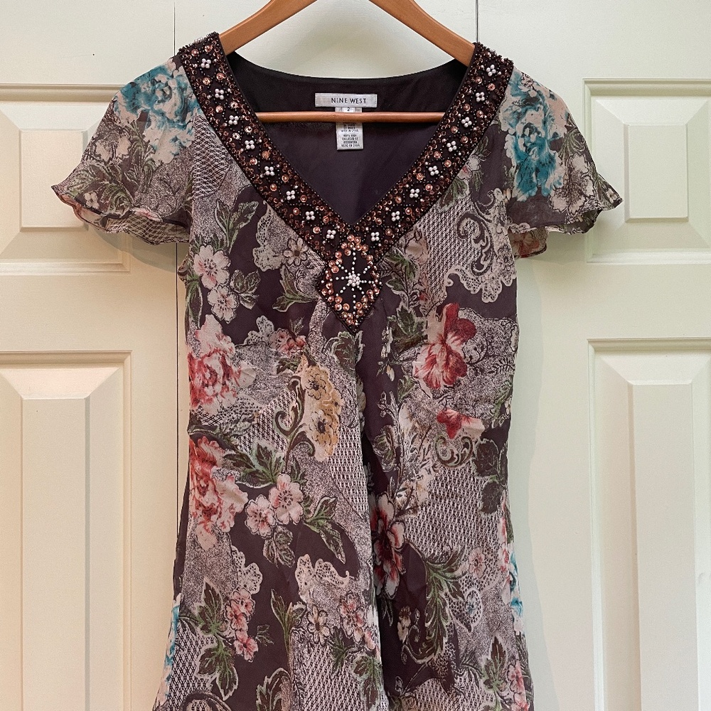 Nine West Beaded Blouse